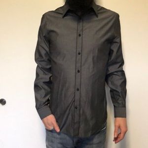 Express Men Fitted button up in Silver Size Small